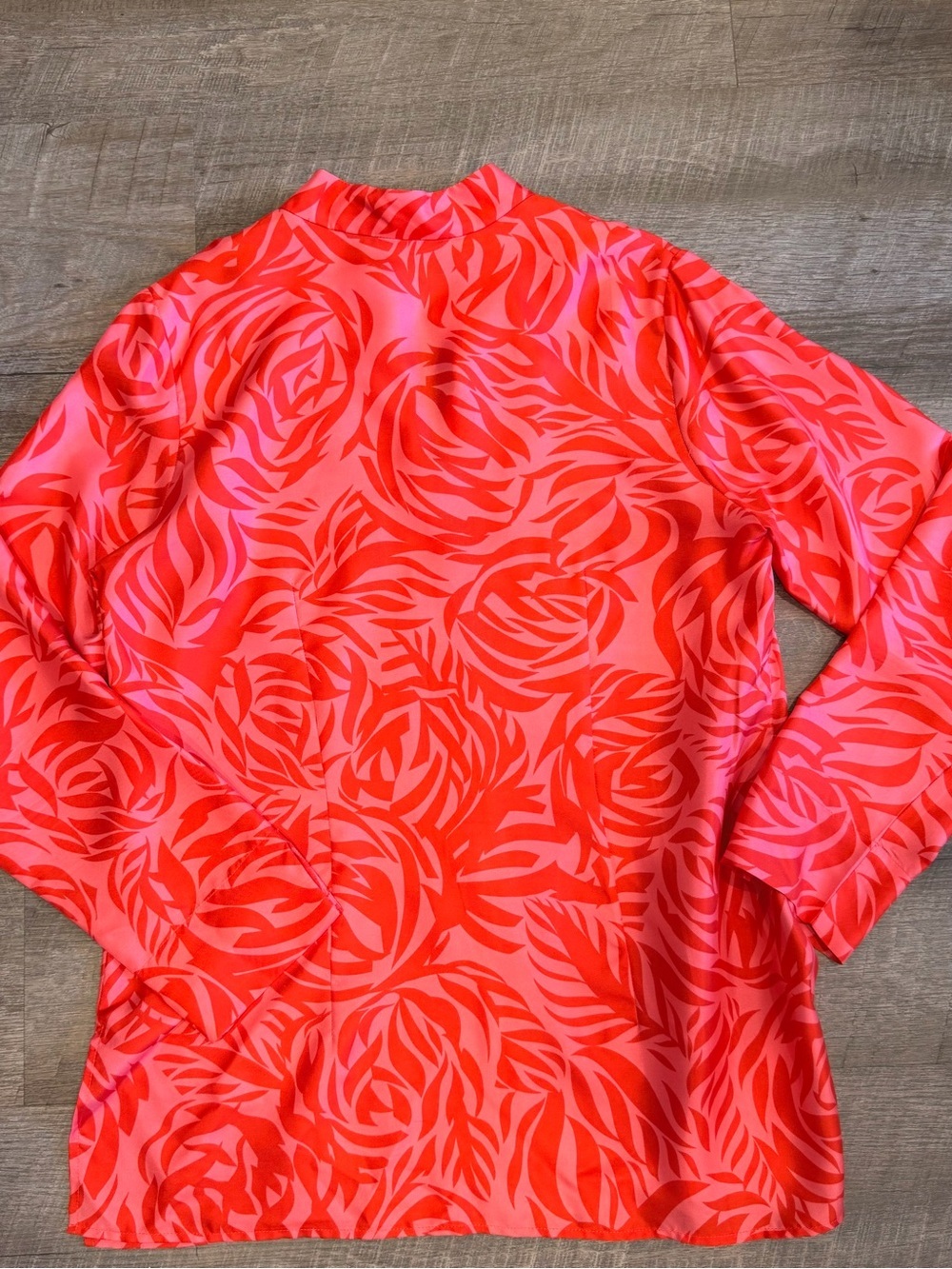 Leggiadro 100% Silk Abstract Floral Tunic Blouse Cover Up Pink Resort Wear Sz 12 - Picture 4 of 8